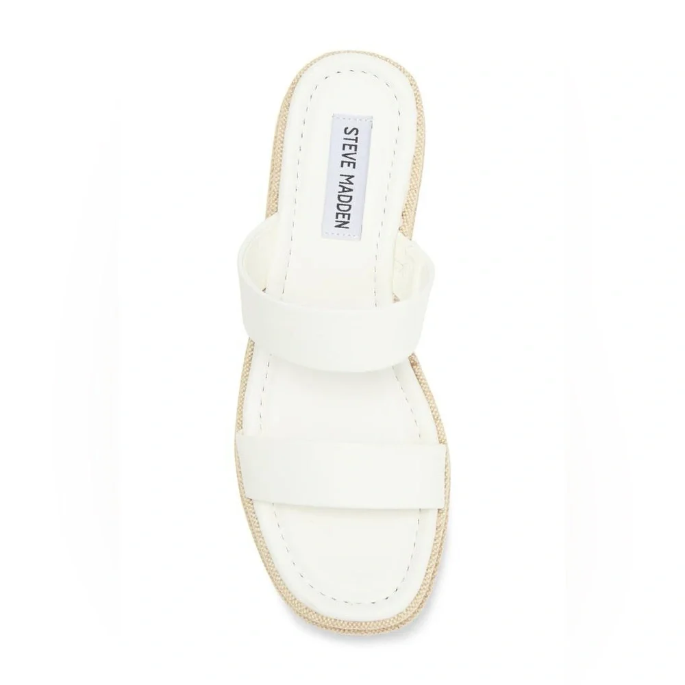 Steve Madden NIB White Leather Platform Wedge Sandal